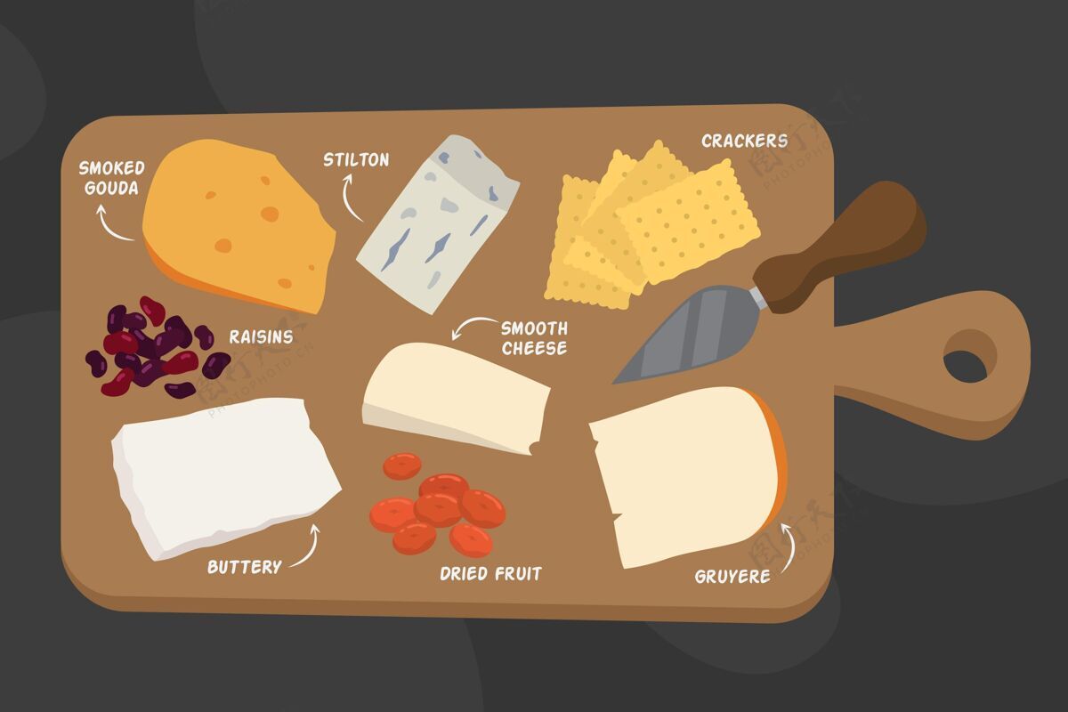 烹饪手绘奶酪板奶酪板绘图分类