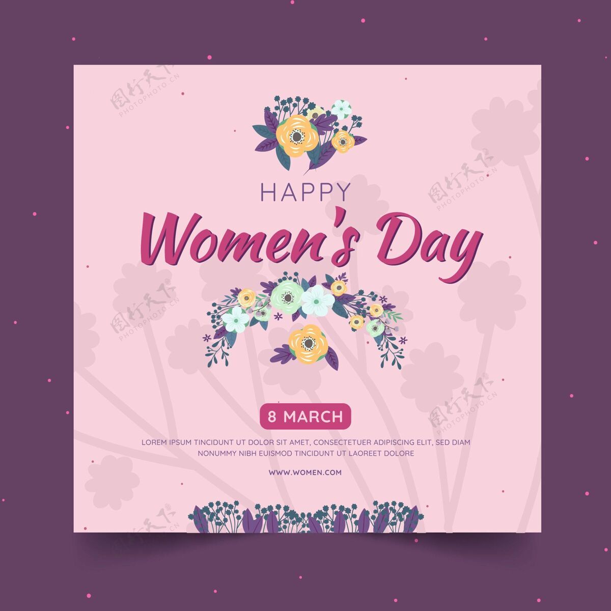 全球国际妇女节鲜花广场传单模板准备印刷传单3月8日