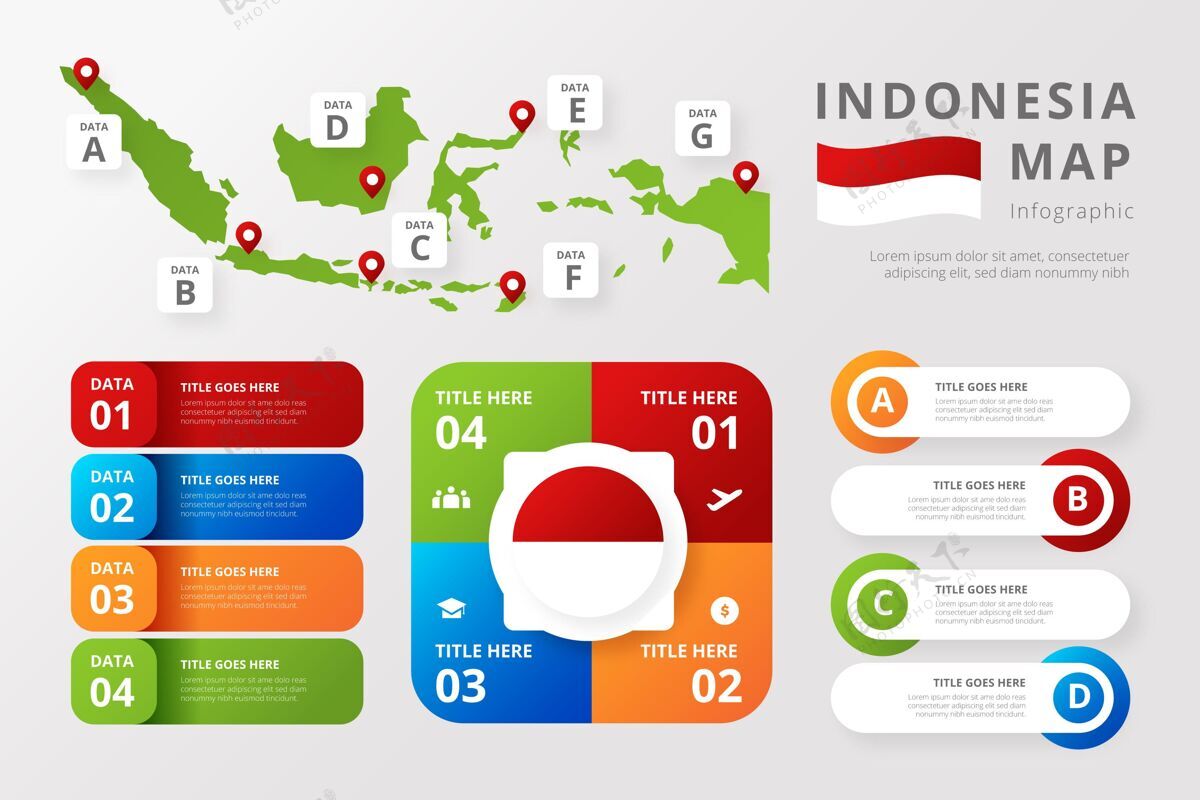 信息梯度印尼地图信息图形模板梯度信息图信息