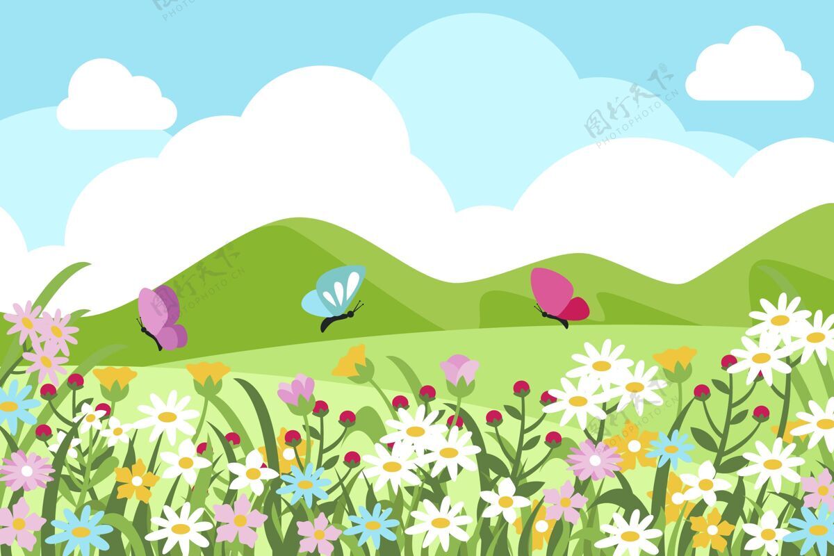 季节平面设计春季壁纸春季背景花卉平面设计