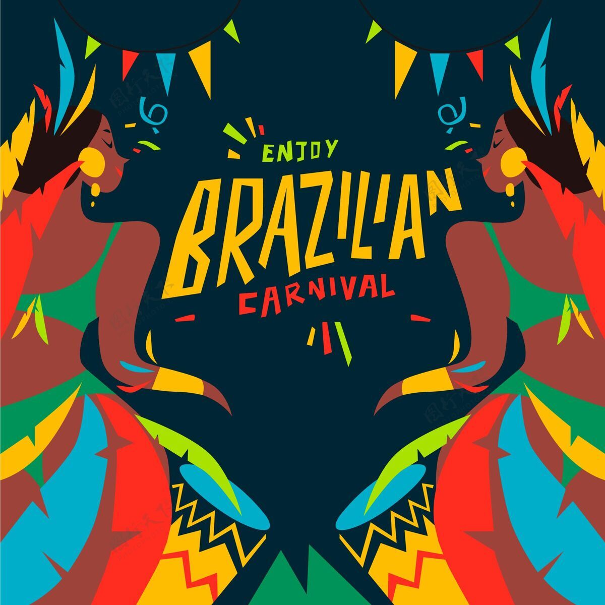 文化巴西狂欢节手绘手绘巴西嘉年华设计