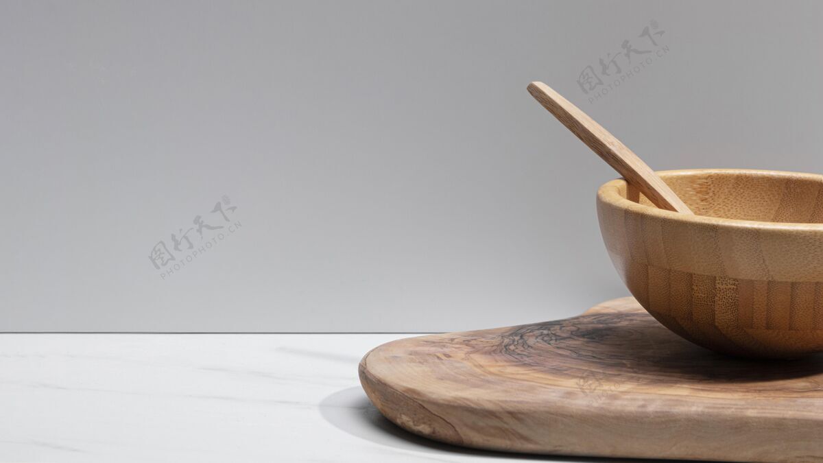 勺子关上木制厨具厨具顶视图木制厨具