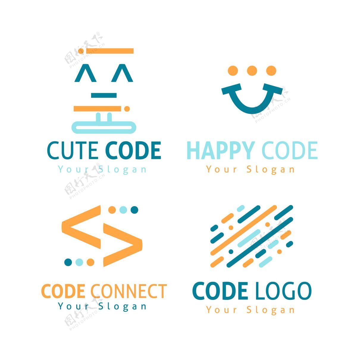 标志代码标志收集平面设计标签线品牌设置