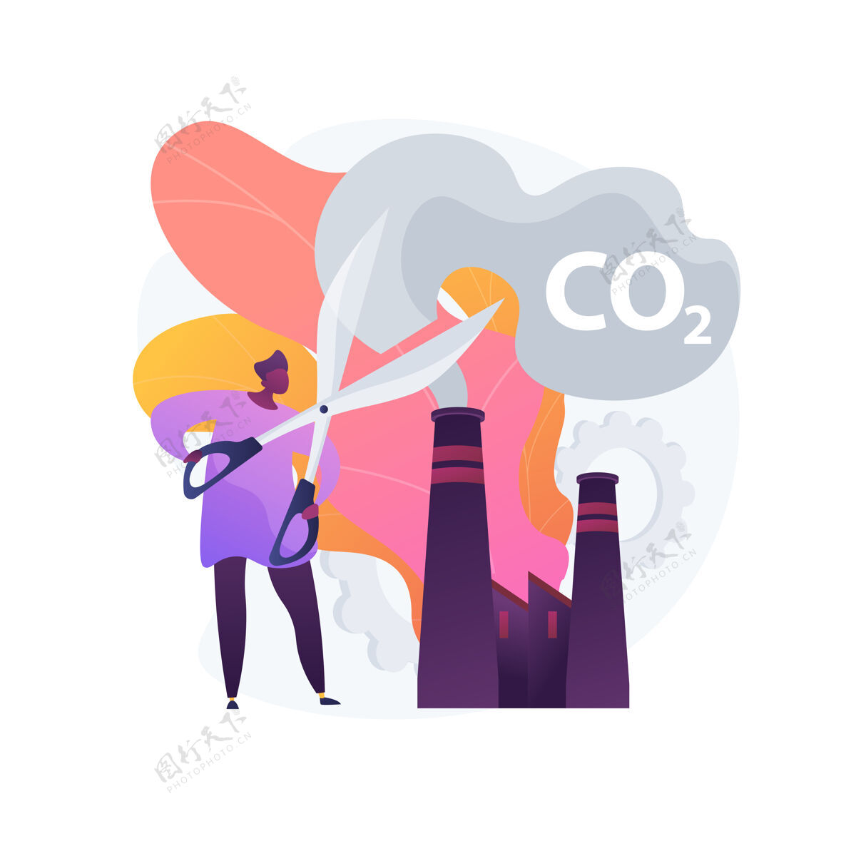平面停止空气污染减少二氧化碳排放 破坏环境 保护大气有毒气体排放问题生态志愿者卡通人物有毒空气志愿者