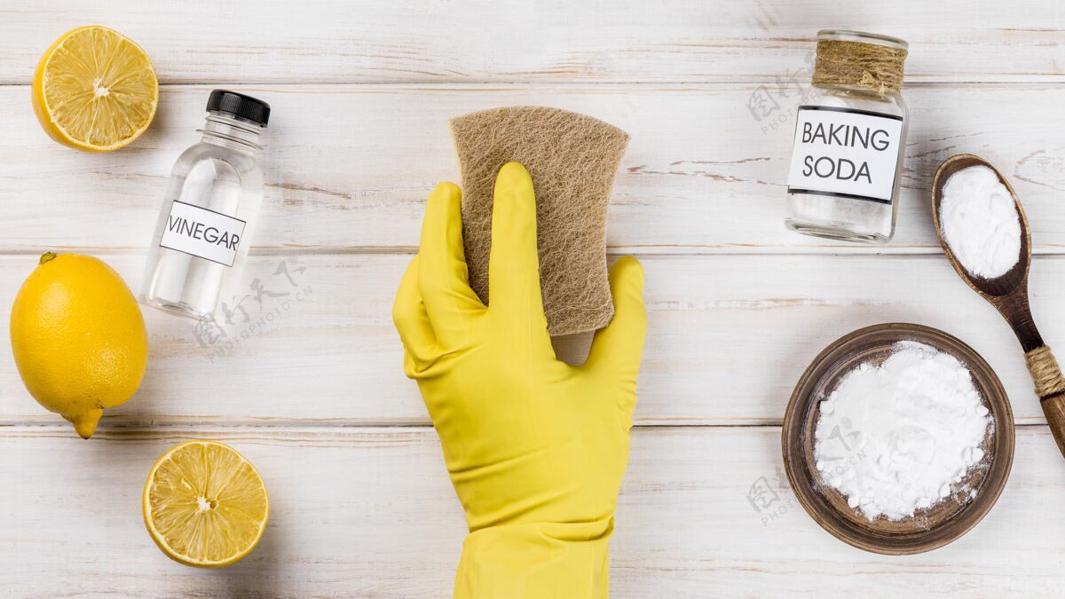 生态清洁剂房屋生态清洁人员戴防护手套柠檬配料家用