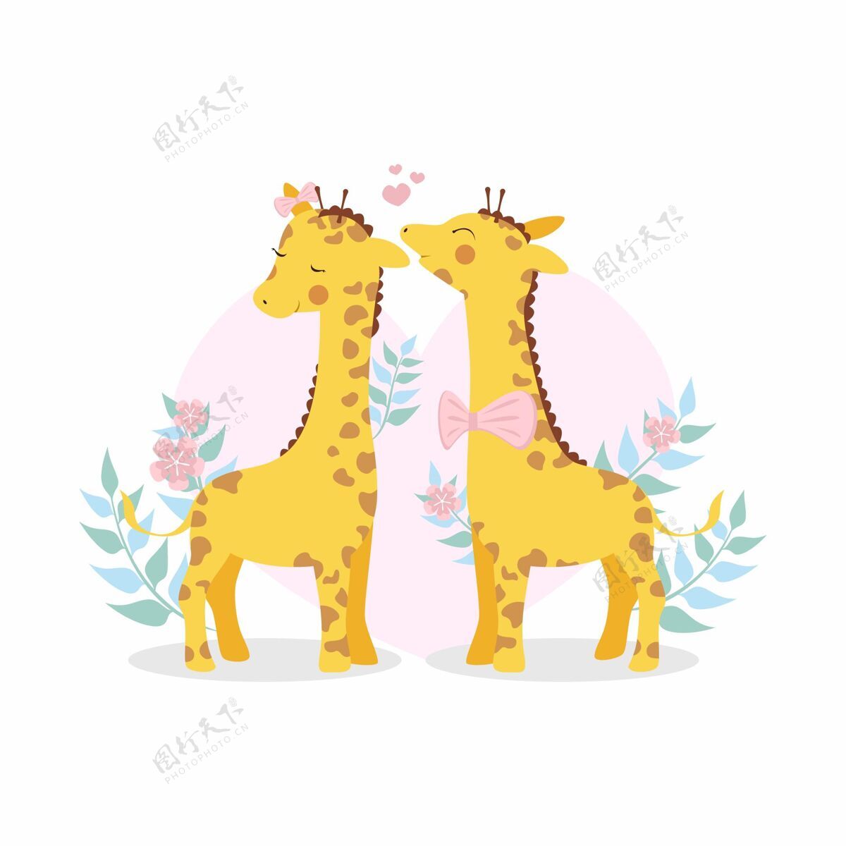 动物可爱的情人节长颈鹿情侣浪漫可爱情侣