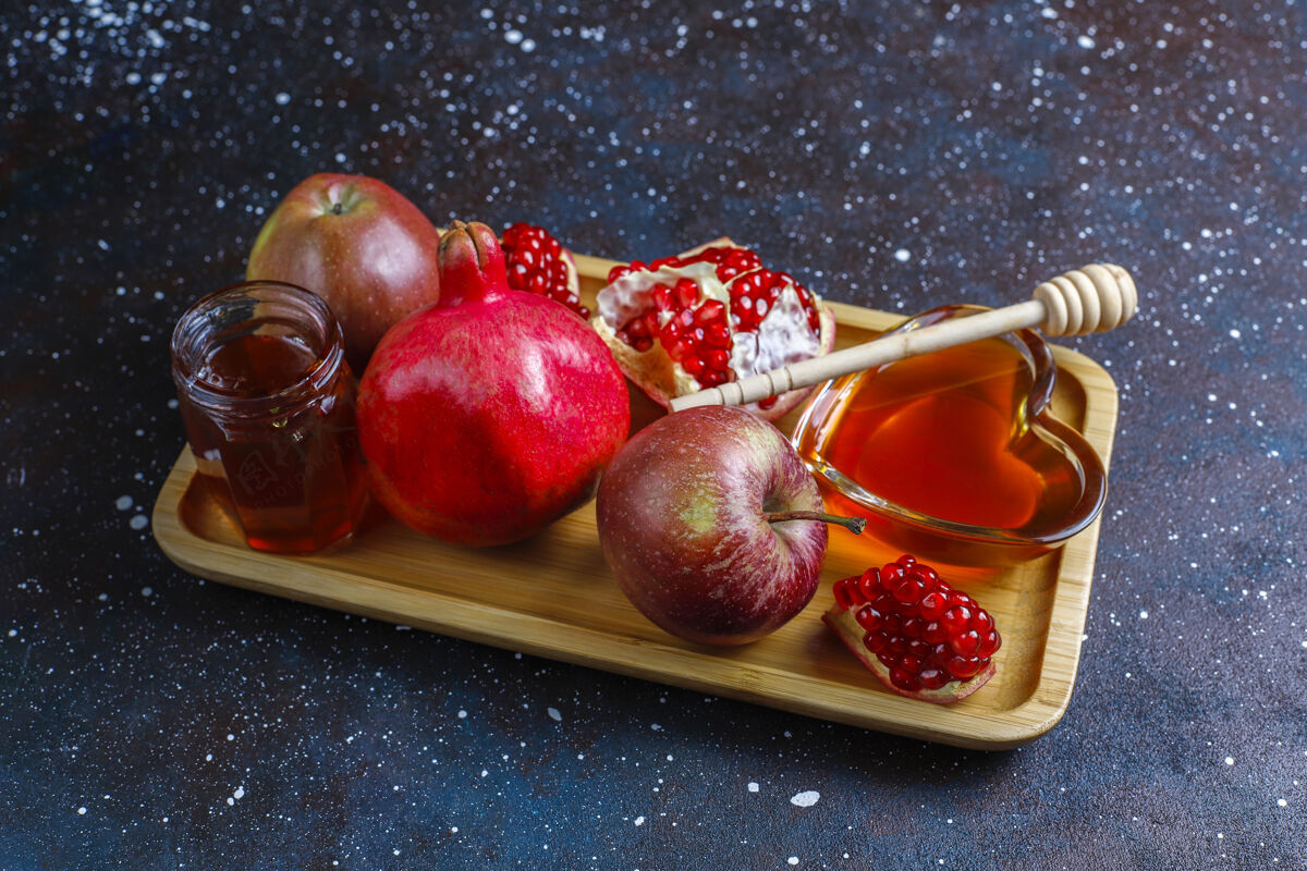 水果犹太新年的传统食物-罗什哈沙纳自制传统宗教