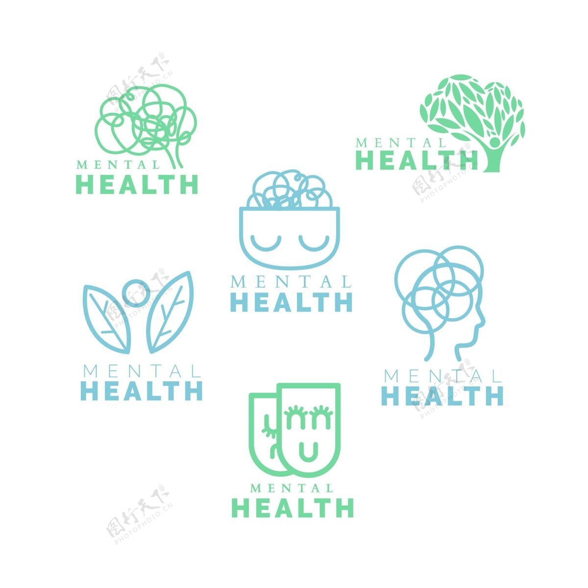 品牌平面心理健康标志集Logo模板集合符号