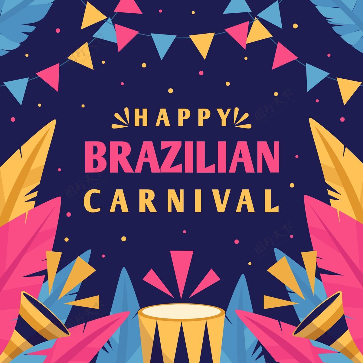 狂欢节平面设计中的巴西嘉年华概念巴西桑巴伪装