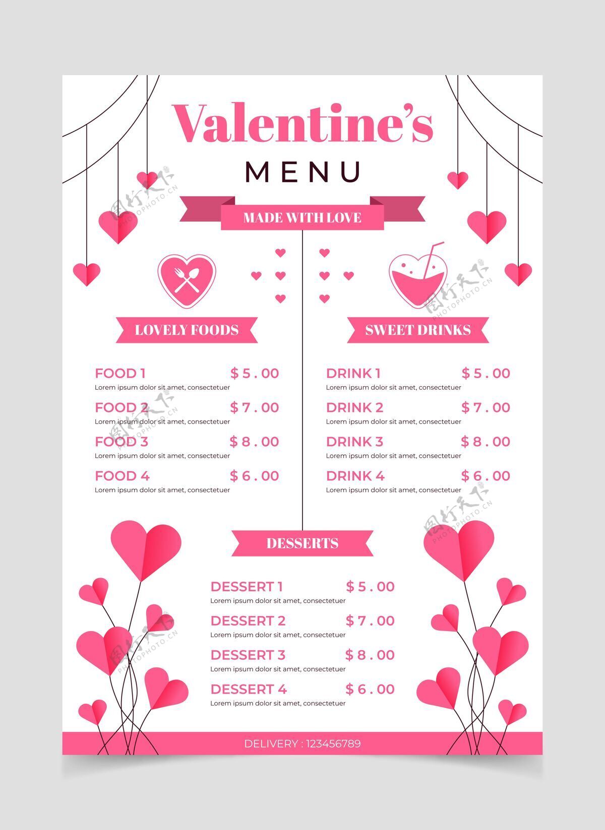 14平面设计情人节菜单模板设计情人节菜单