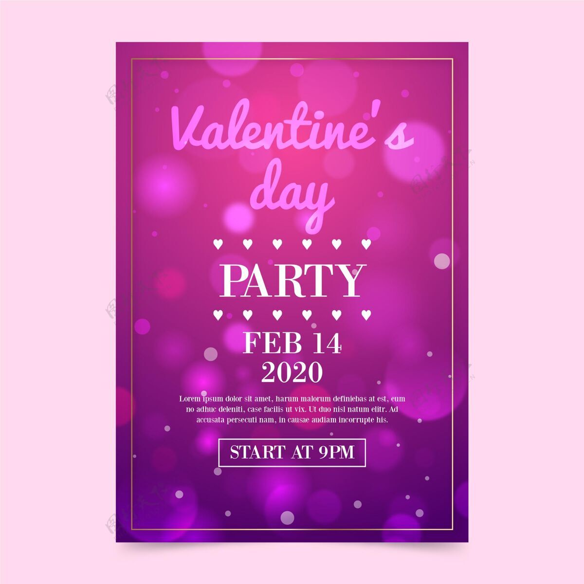 派对模糊情人节派对传单模板活动印刷浪漫
