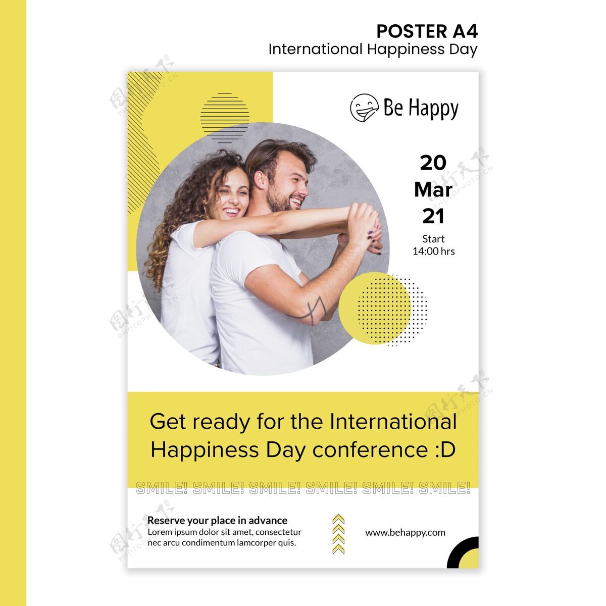 幸福日国际幸福日垂直海报模板事件积极性海报