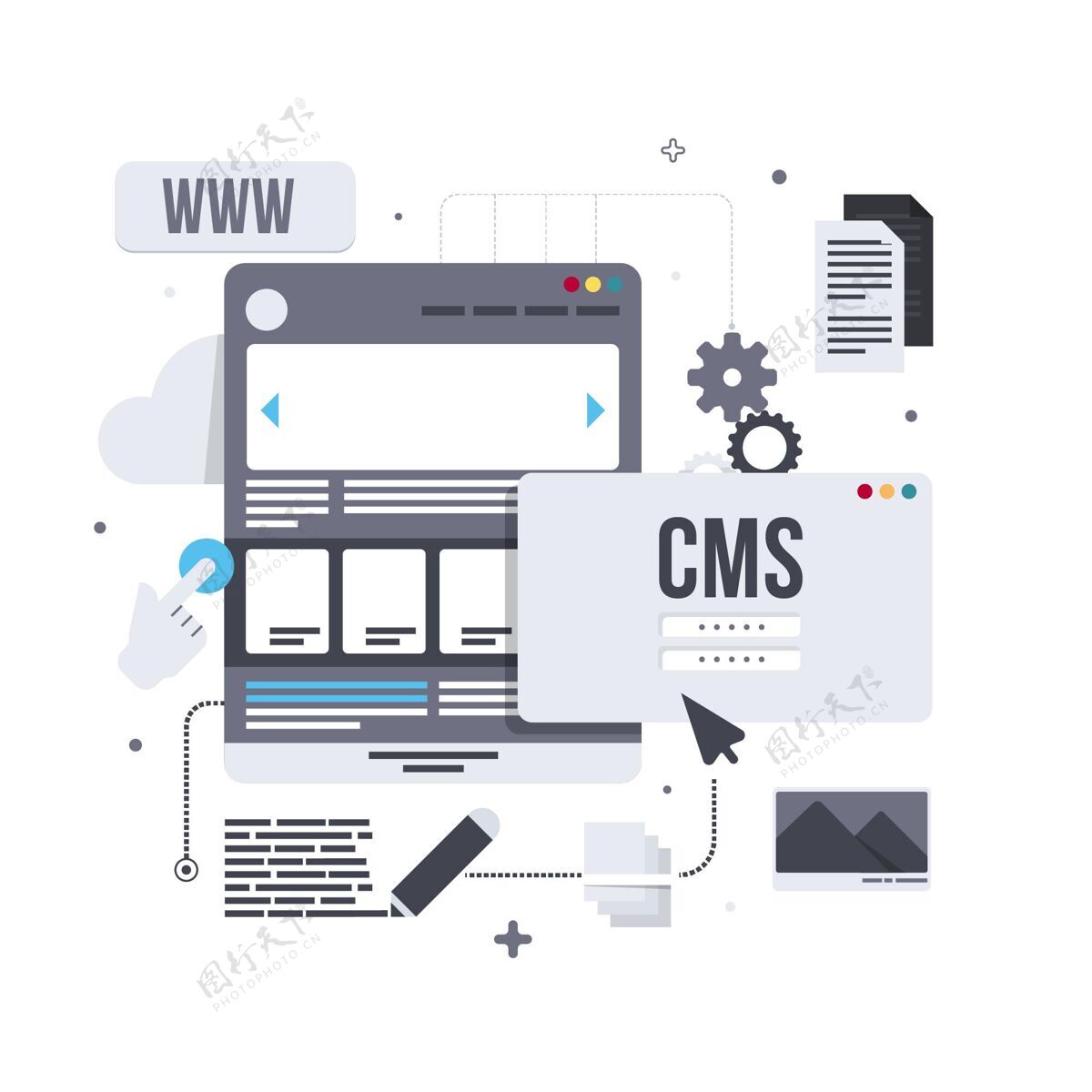 Cms平面设计插图中的Cms概念设计企业技术