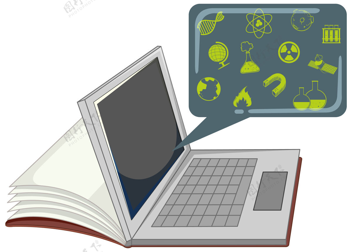阅读笔记本电脑与教育图标隔离童年插图空白