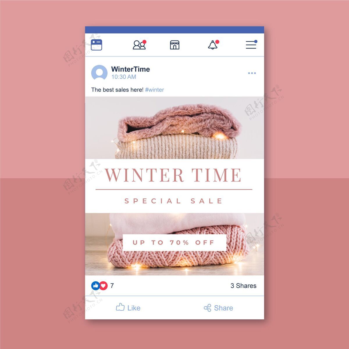Facebook帖子创意冬季facebook帖子模板HyggeFacebook
