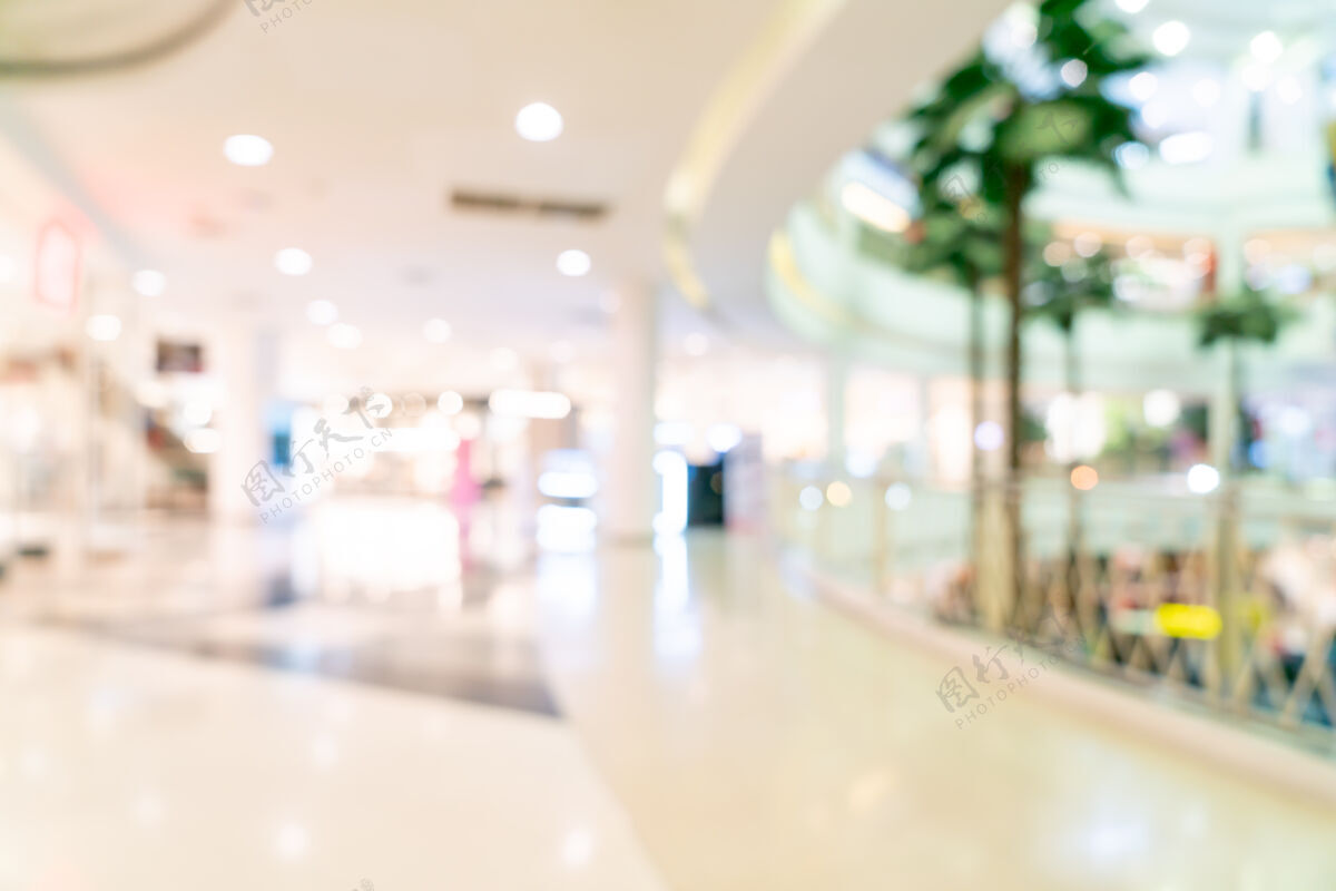 风格抽象模糊店和零售店以商场为背景购物地板中心