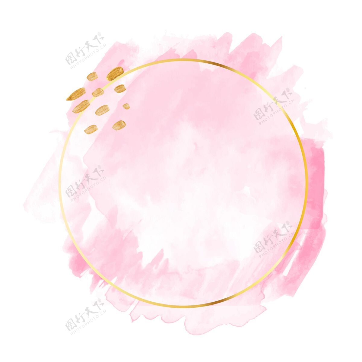 柔软粉彩粉色水彩画与金色框架画笔装饰品颜料