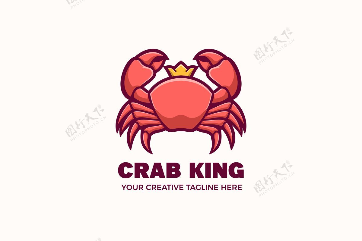 虾蟹王海鲜吉祥物人物标志模板餐厅厨房国王