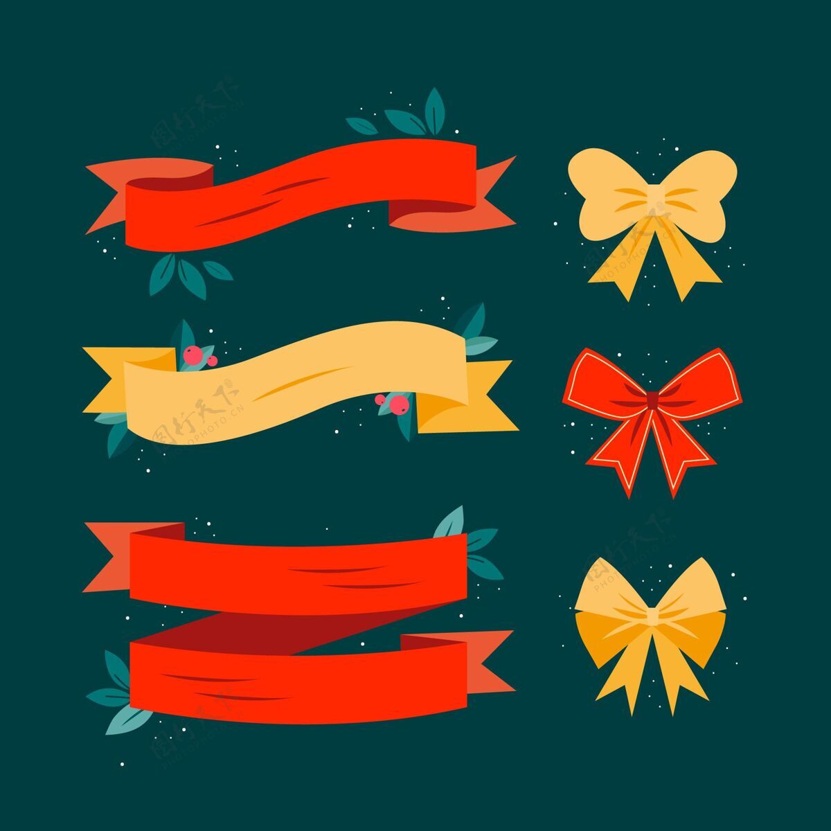 圣诞节平面设计圣诞丝带系列设计平面设计节日