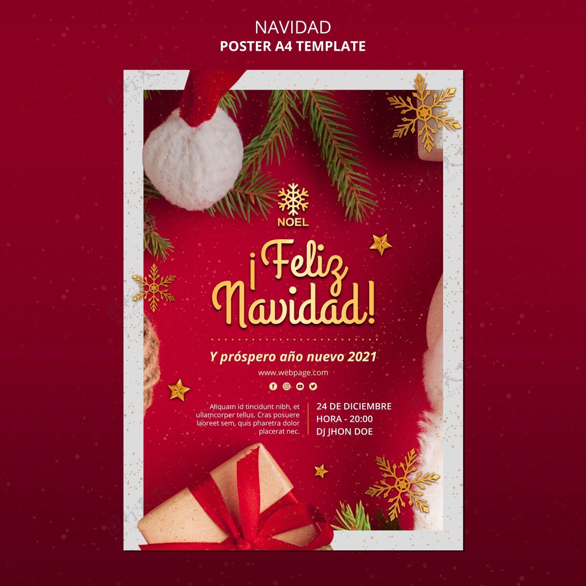 礼物Feliznavidad海报模板带照片庆祝海报传单